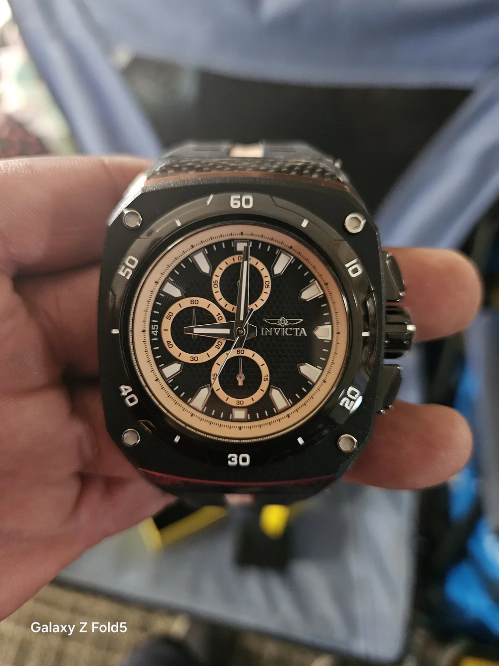 Invicta Black and Rose Gold Men's Chronograph Watch 50mm